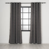 FLUMA Chevron Panel Curtains – Fluffy Linen Look in Dark Gray